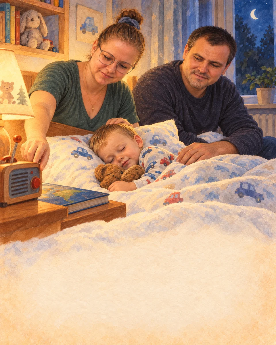 Familia încheie lectura volumului „Radioul care vorbea încet”, la ora de seară.