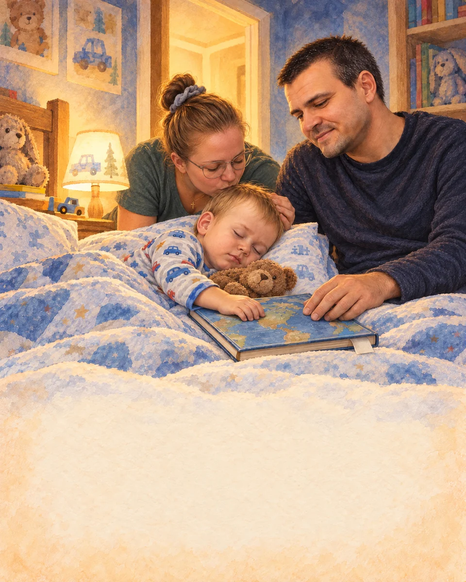 Familia încheie lectura volumului „Lumina din piață”, la ora de seară.