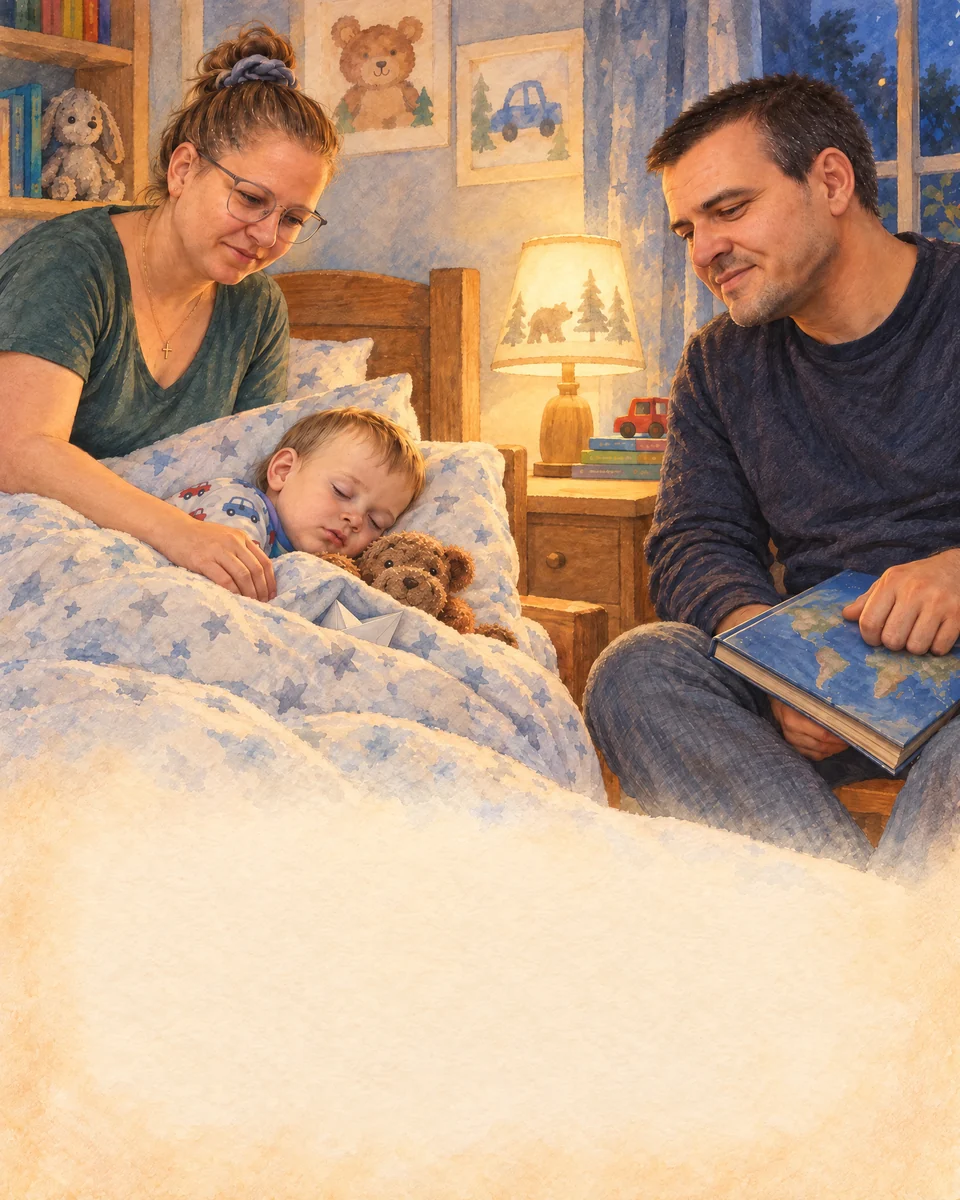 Familia încheie lectura volumului „Bărcuța pe drumul Dunării”, la ora de seară.