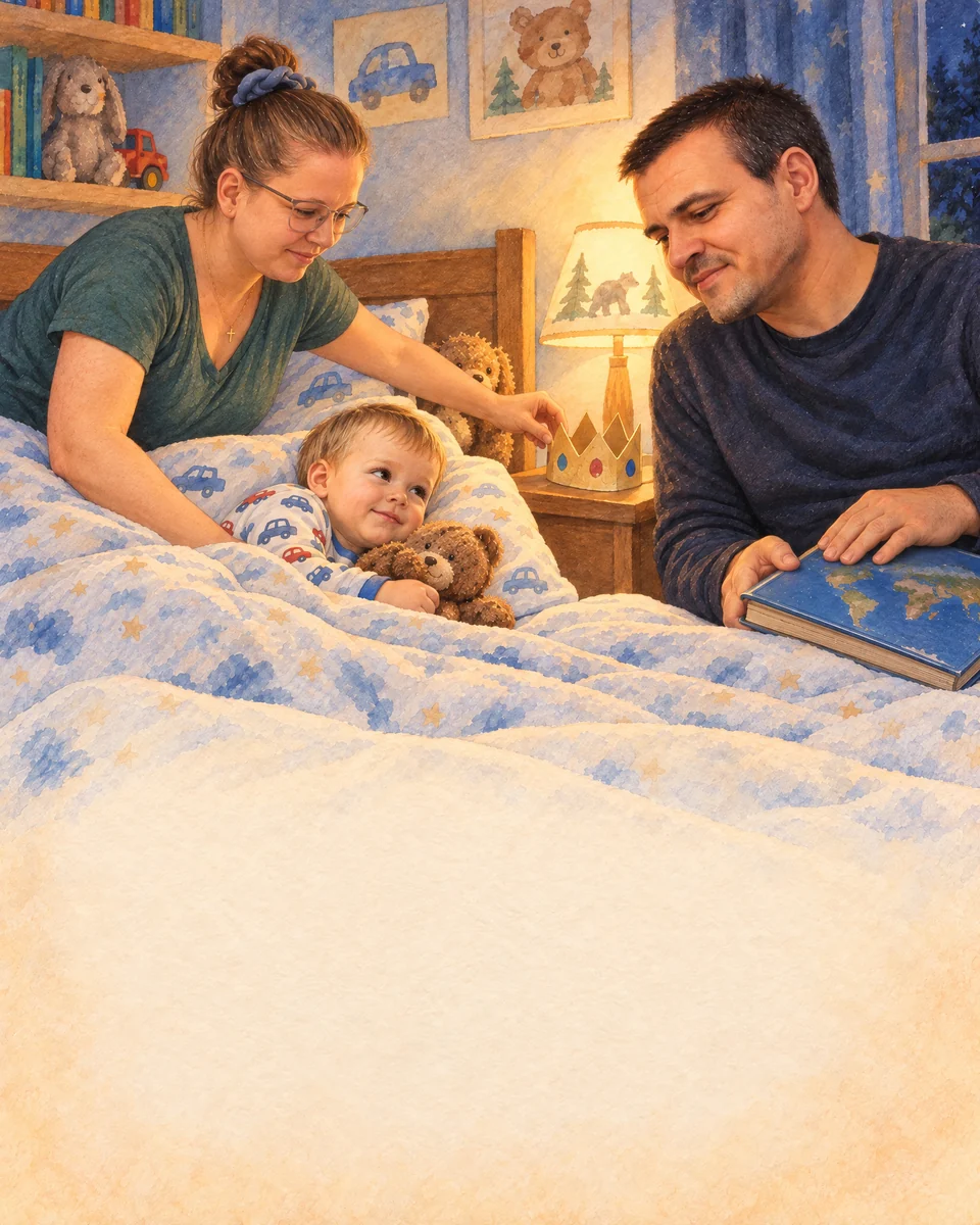 Familia încheie lectura volumului „Trei drumuri și o unire scurtă”, la ora de seară.