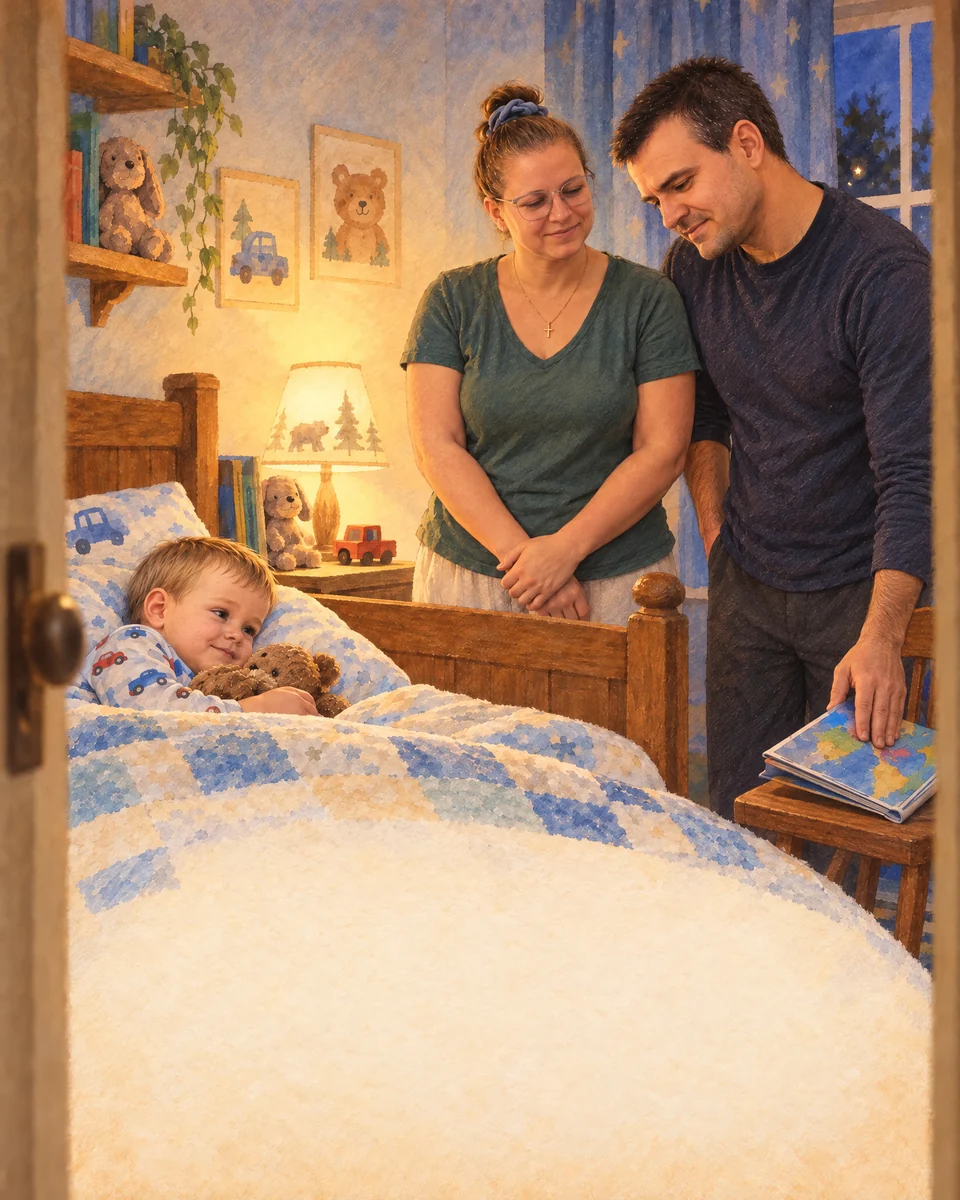 Familia încheie lectura volumului „Harta cu multe culori”, la ora de seară.