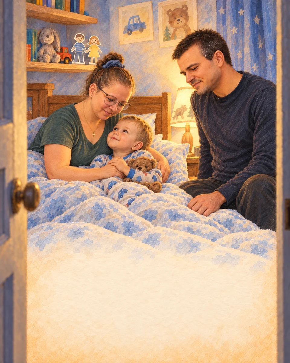 Familia încheie lectura volumului „Felinarul amintirii”, la ora de seară.